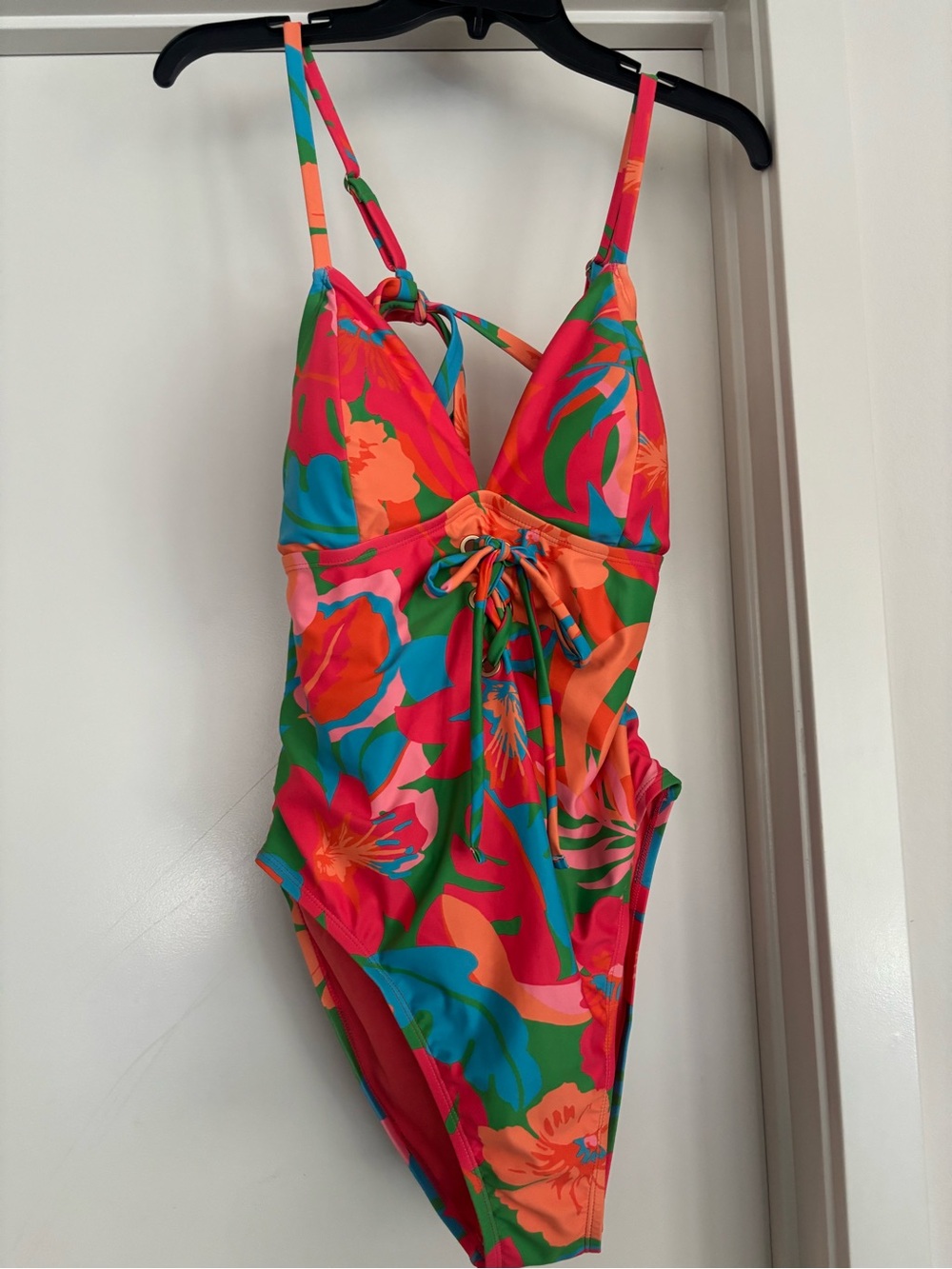 New women’s Tropical Floral One-Piece Swimsuit - Pink & Orange